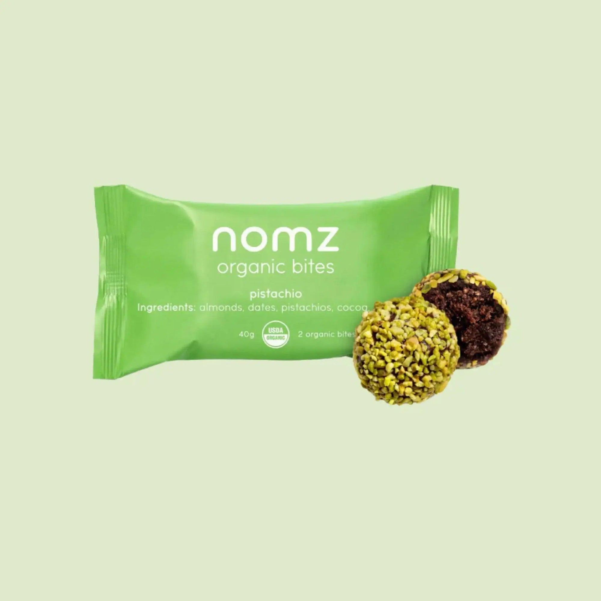 NOMZ ORGANIC PISTACHIO BITES - SQOON