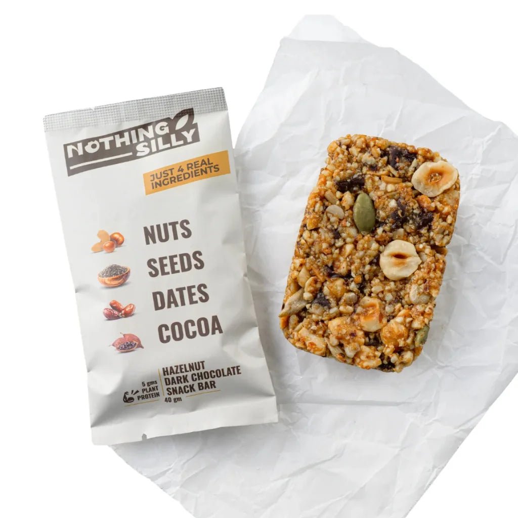 NOTHING SILLY HAZELNUT DARK CHOCOLATE SNACK BAR - SQOON