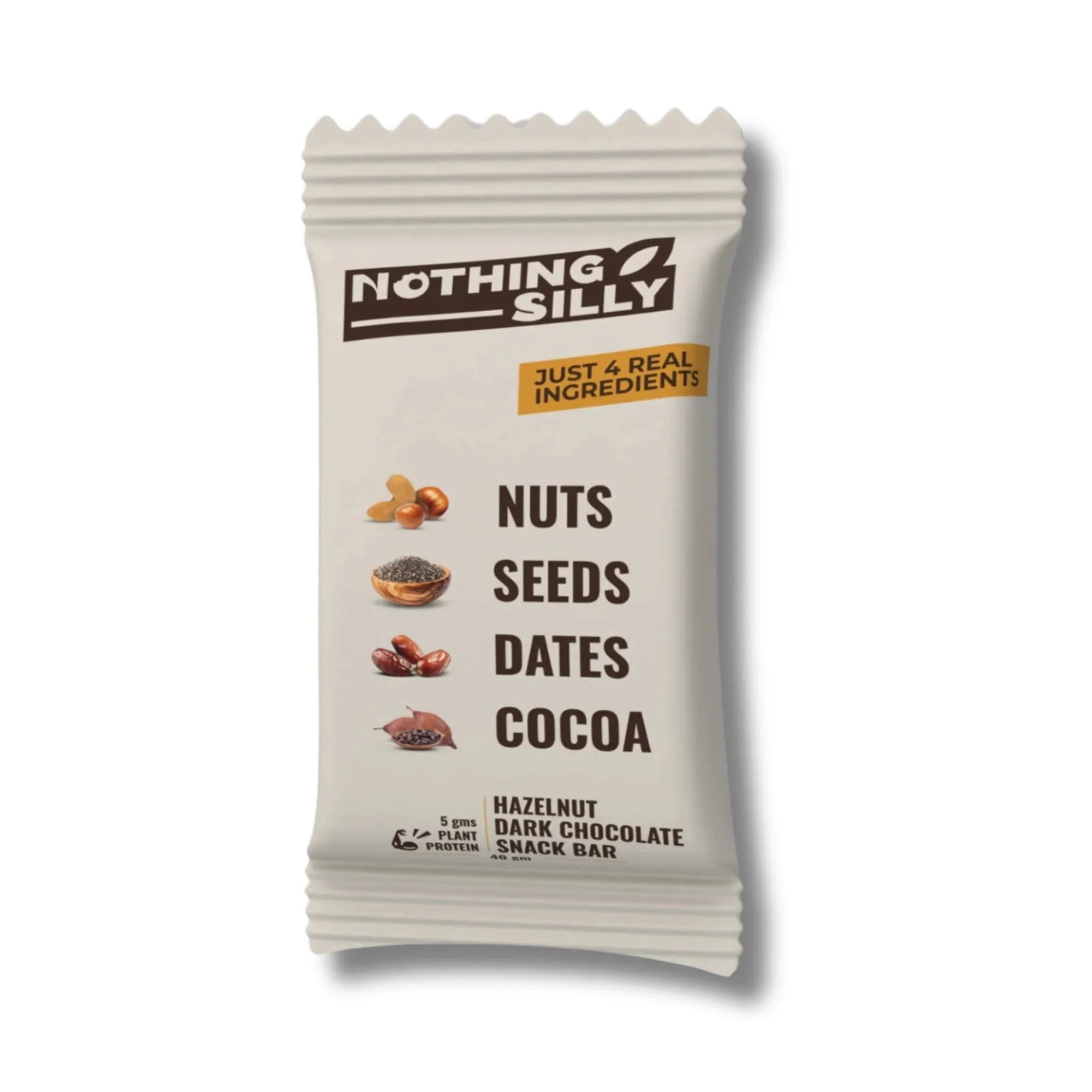 NOTHING SILLY HAZELNUT DARK CHOCOLATE SNACK BAR - SQOON
