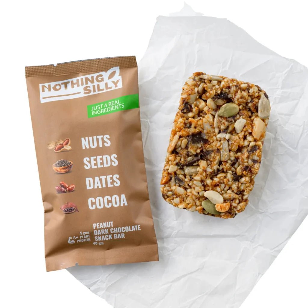 NOTHING SILLY PEANUT DARK CHOCOLATE SNACK BAR - SQOON