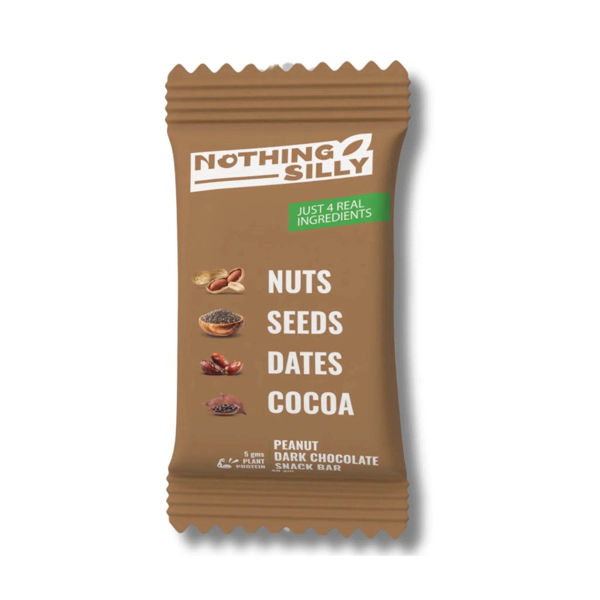 NOTHING SILLY PEANUT DARK CHOCOLATE SNACK BAR - SQOON