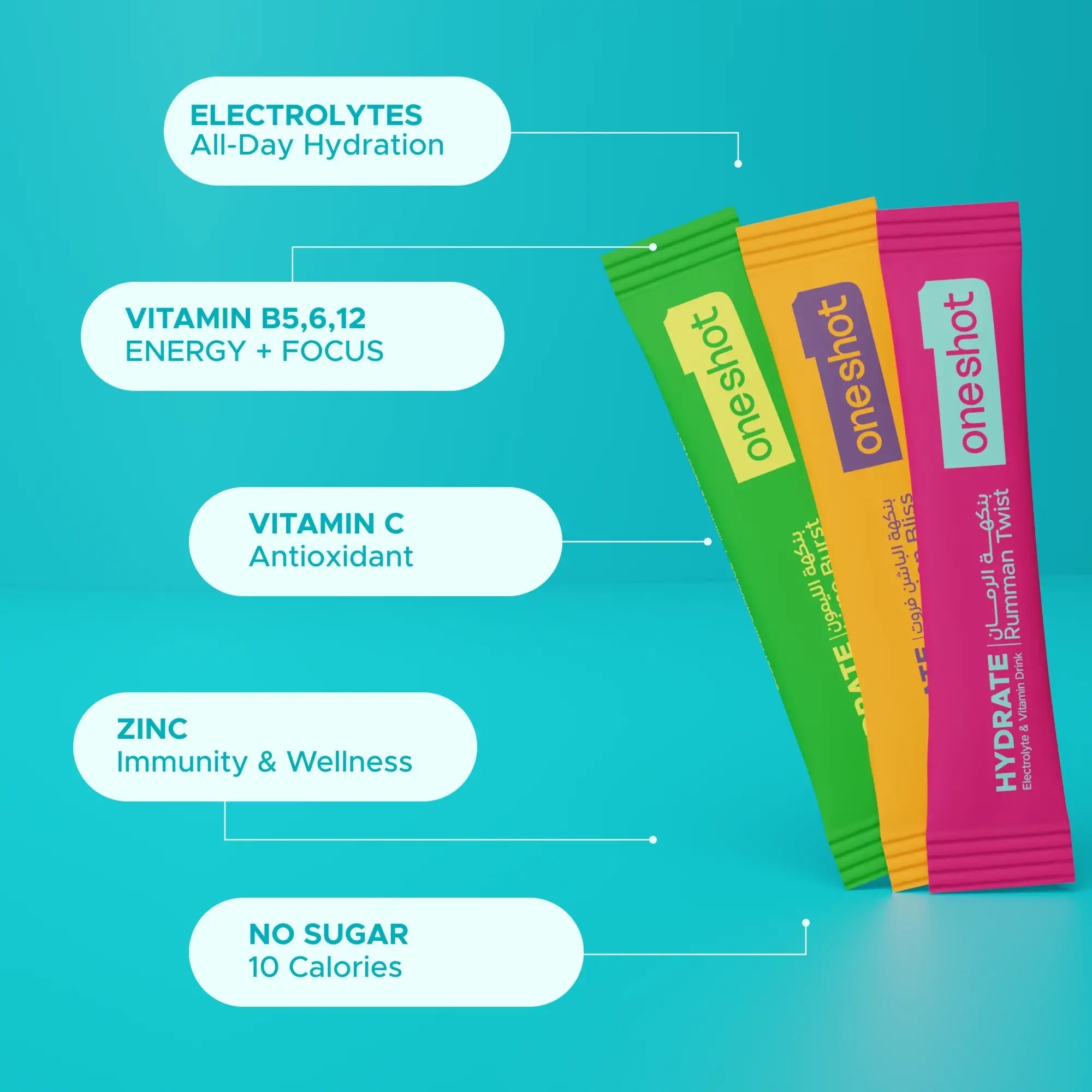 ONESHOT HYDRATE TASTE VARIETY PACK (3 Sticks) - SQOON