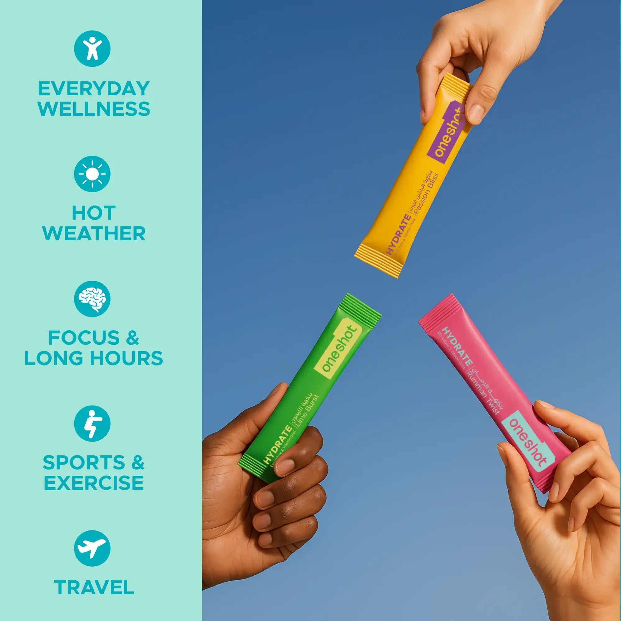 ONESHOT HYDRATE TASTE VARIETY PACK (3 Sticks) - SQOON