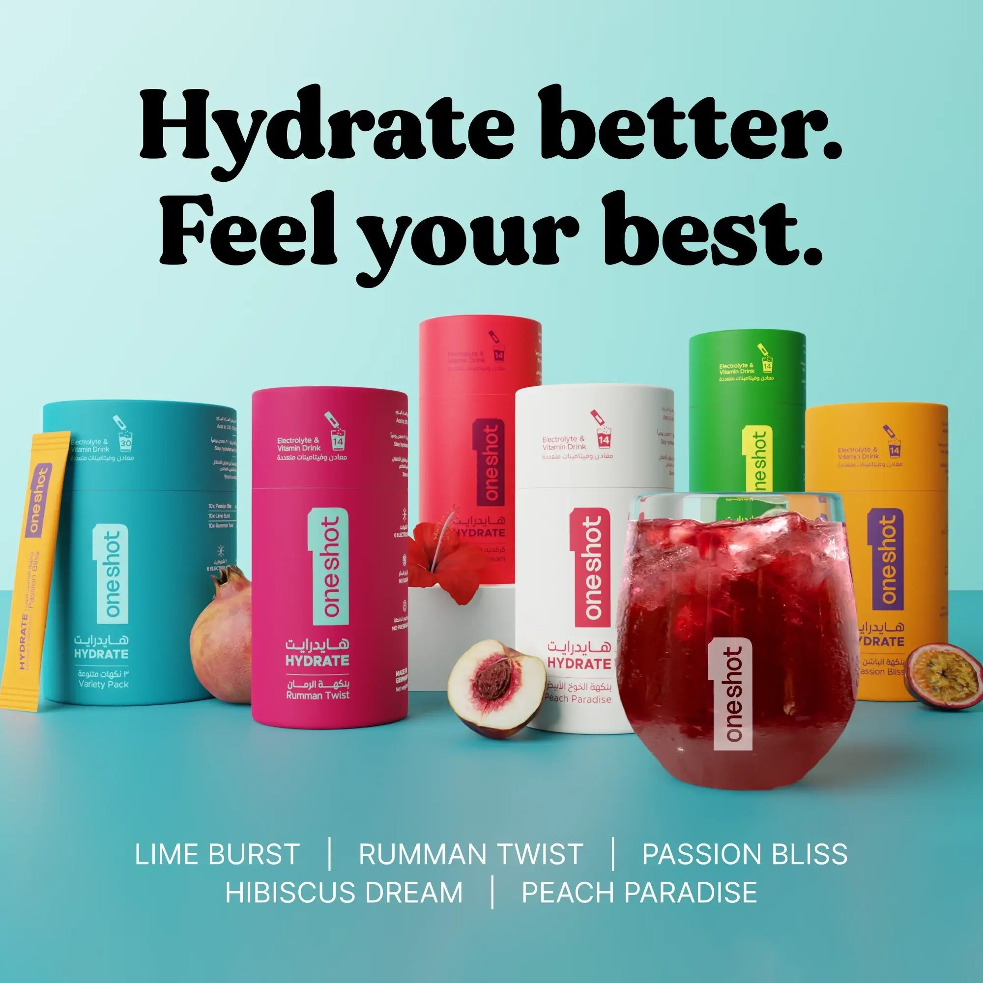 ONESHOT HYDRATE TASTE VARIETY PACK (3 Sticks) - SQOON