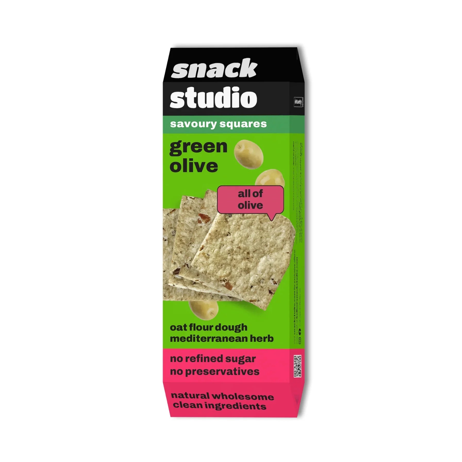 SNACK STUDIO SAVOURY SQUARES - GREEN OLIVE (48g) - SQOON