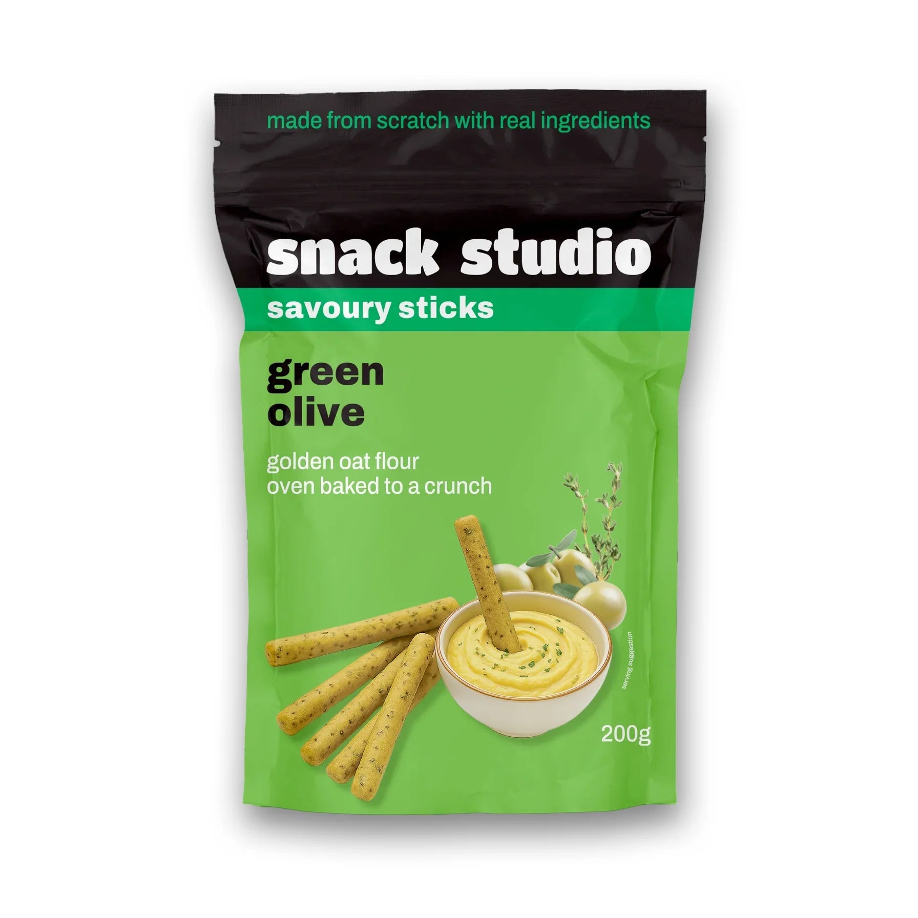 SNACK STUDIO SAVOURY STICKS - GREEN OLIVE (200g) - SQOON
