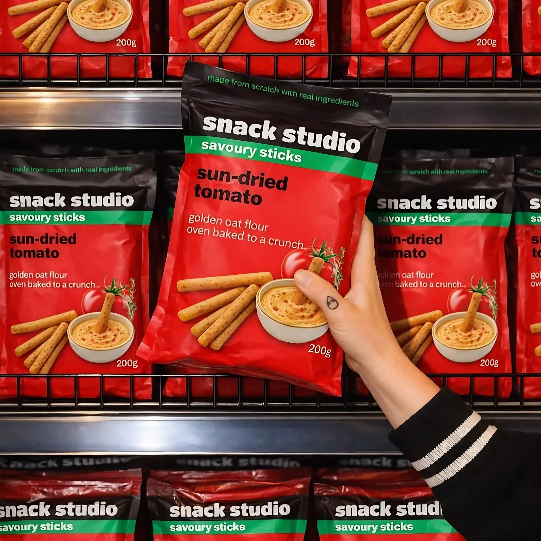 SNACK STUDIO SAVOURY STICKS - Sun - Dried Tomato (200g) - SQOON
