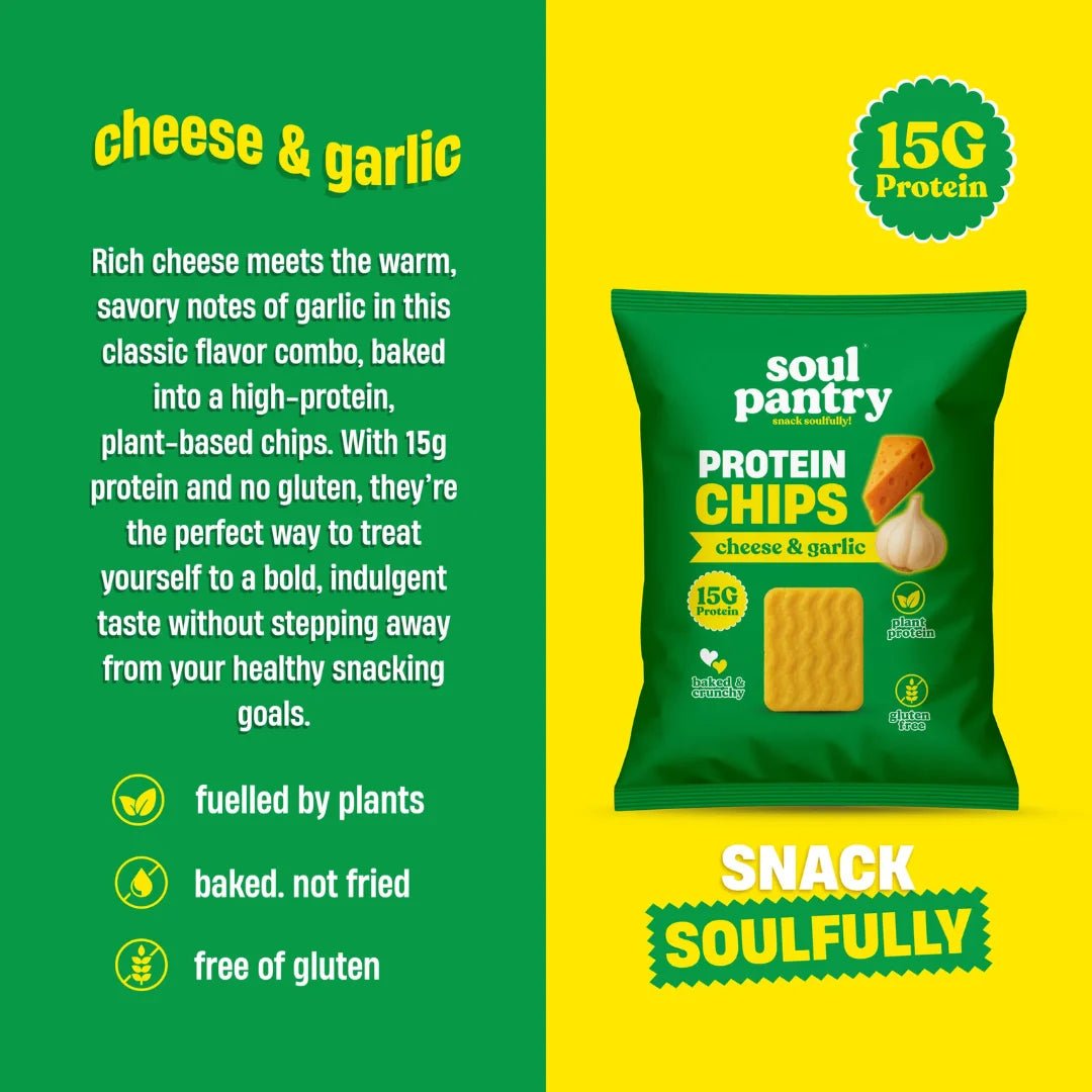 SOUL PANTRY CHEESE AND GARLIC PROTEIN CHIPS (50g) - SQOON