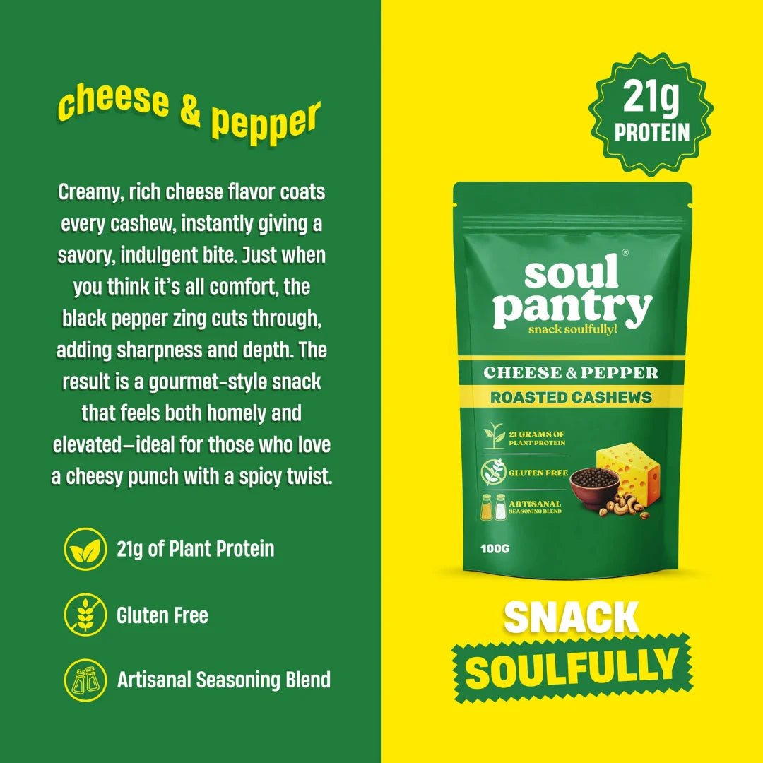 SOUL PANTRY CHEESE AND PEPPER CASHEWS (100g) - SQOON