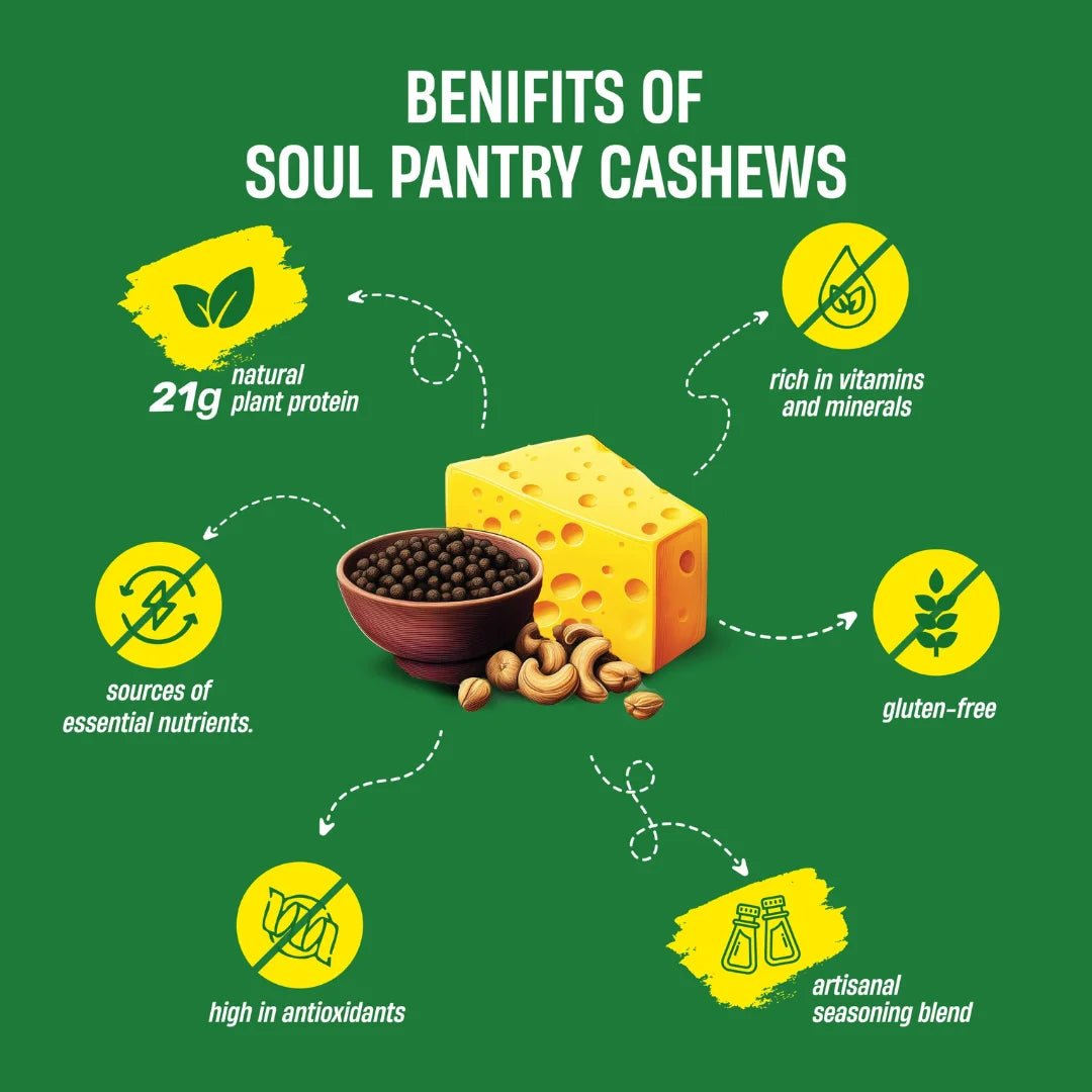 SOUL PANTRY CHEESE AND PEPPER CASHEWS (100g) - SQOON
