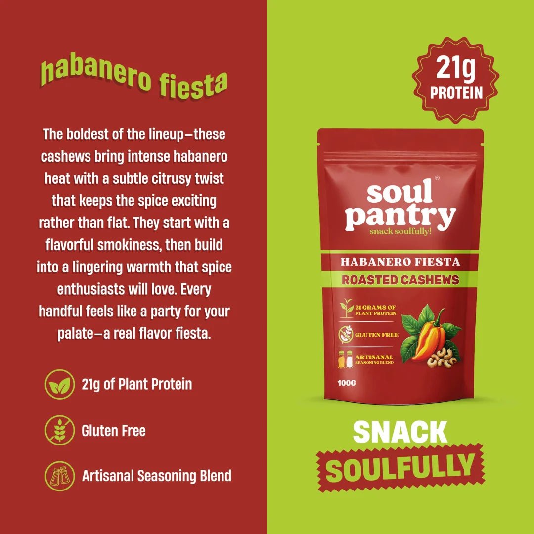 SOUL PANTRY HABANERO FIESTA CASHEWS (100g) - SQOON
