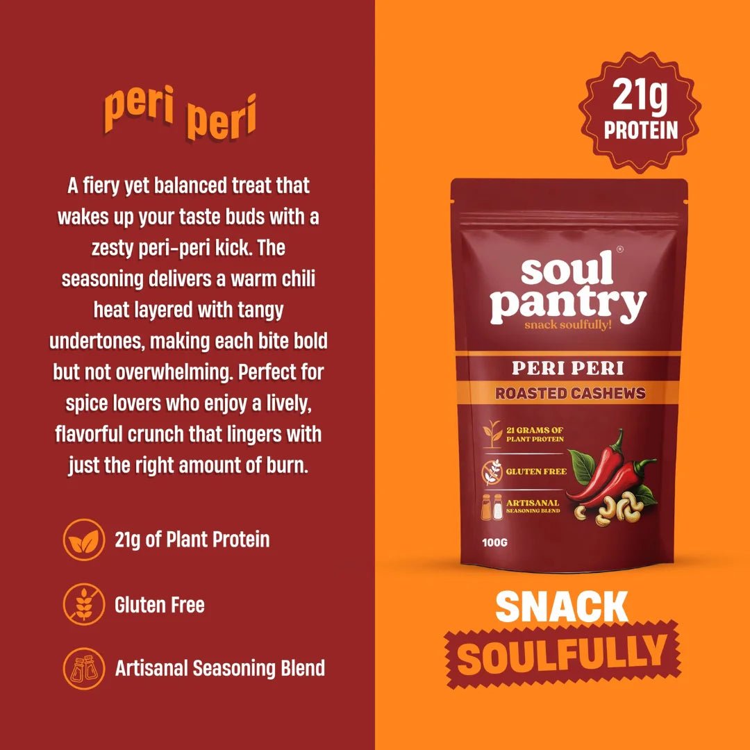 SOUL PANTRY PERI PERI CASHEWS (100g) - SQOON