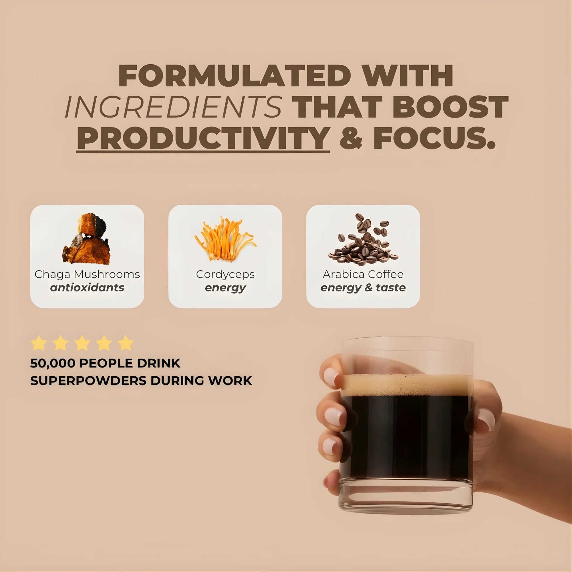 SUPERPOWDERS MUSHROOM COFFEE - BLACK COFFEE - SQOON