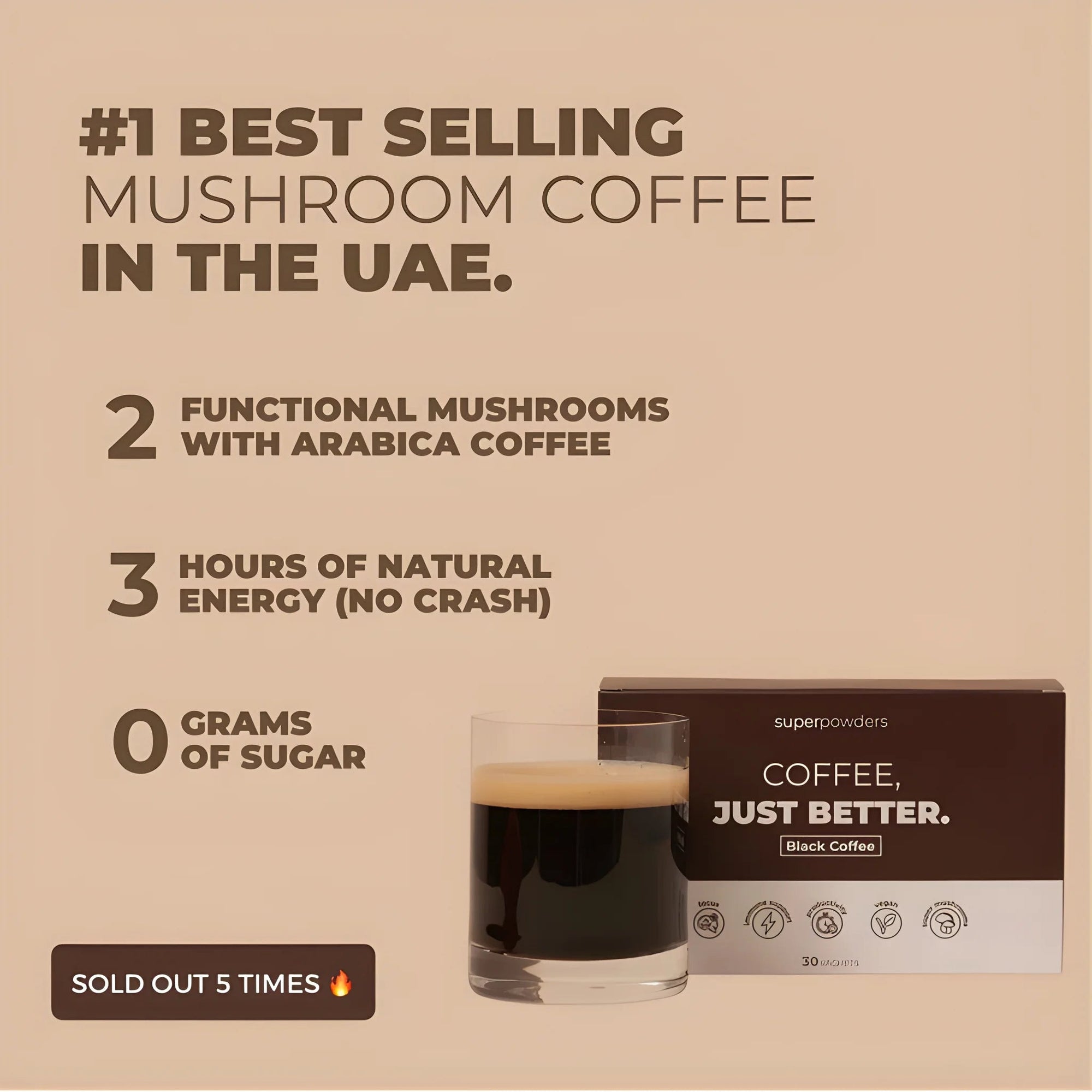 SUPERPOWDERS MUSHROOM COFFEE - BLACK COFFEE - SQOON