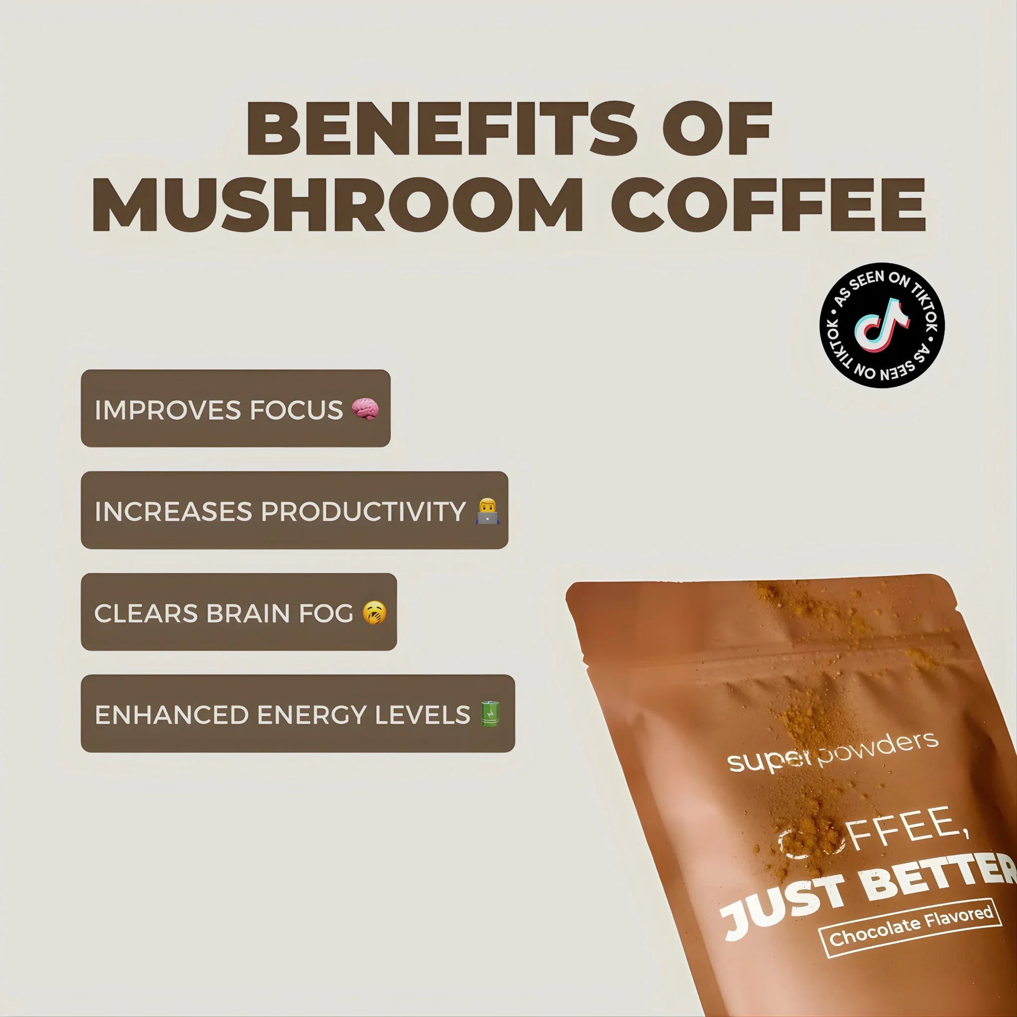 SUPERPOWDERS MUSHROOM COFFEE - CHOCOLATE FLAVORED - SQOON